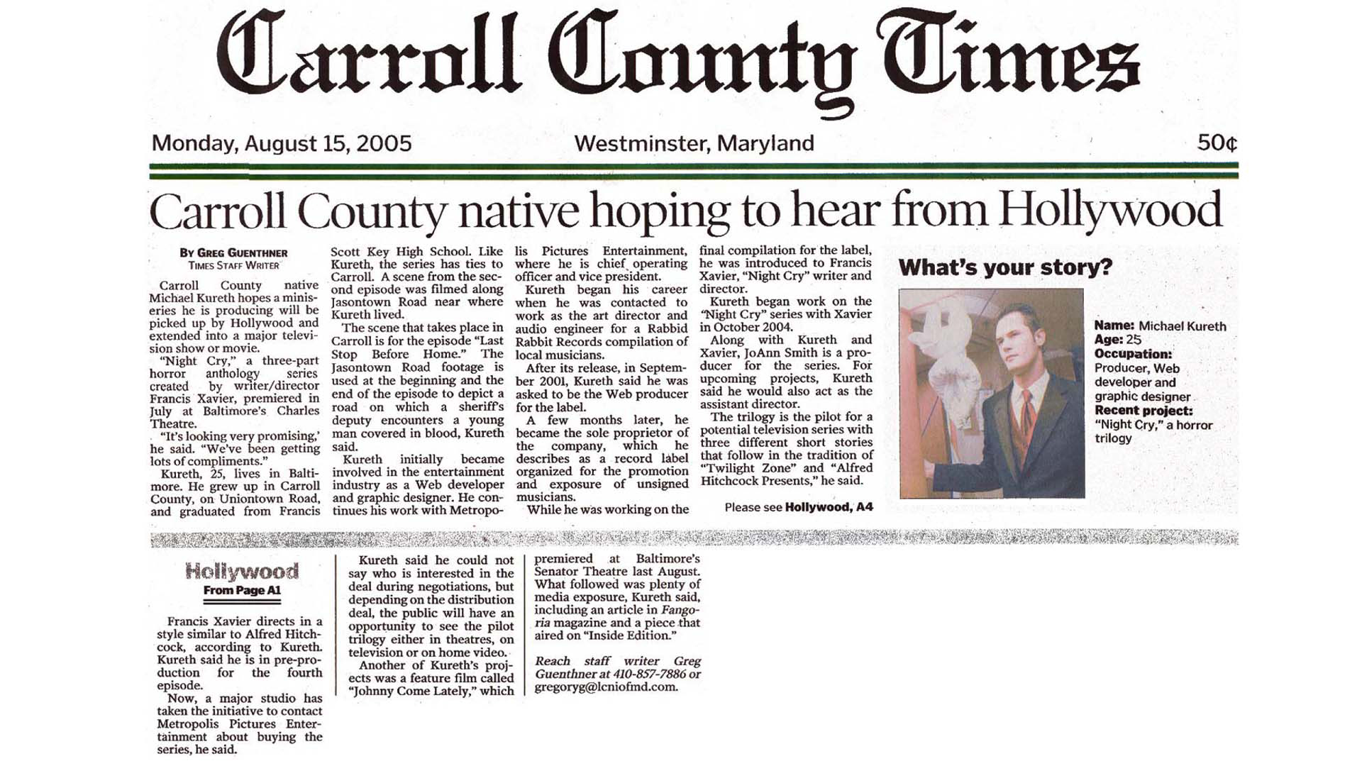 Carroll County Times interview with Michael Kureth
